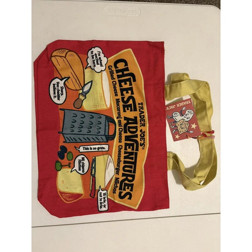 Trader Joe's Bag  Reusable Canvas NEW Cheese Adventures shopping Heavy DutyLarge